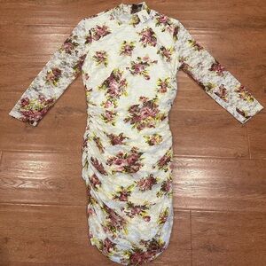 Forever 21 Floral Long Sleeve Dress - White and Pink